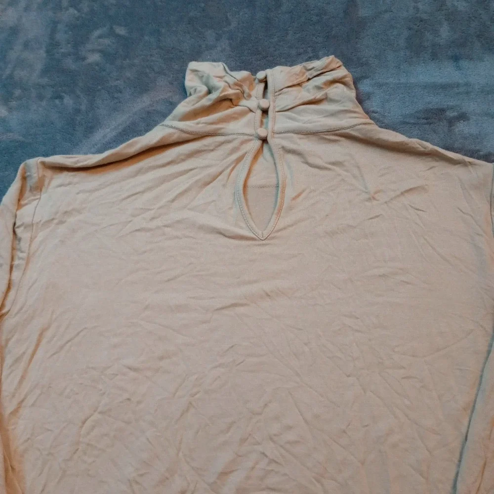 Lafayette 148 New York Womens High Neck Top Shirt Beige Size Large Beige Viscose